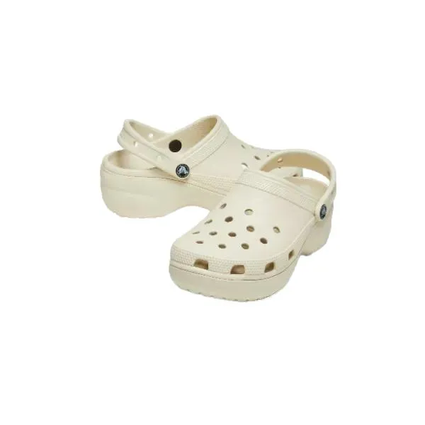 כפכפי פלטפורמה קרוקס לנשים בצבע קרם Crocs 206750-2Y2 Classic Platform Clog Bone