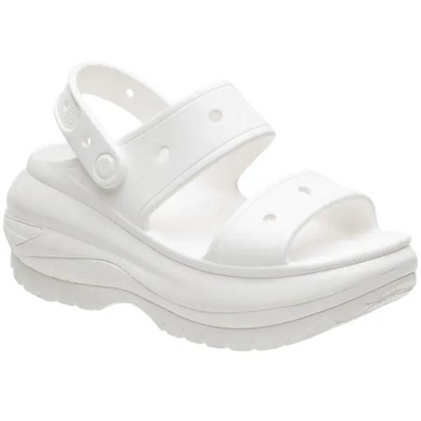 סנדלי קרורס פלטפורמה במהדורה מיוחדת Crocs Classic Mega Crush Sandal White blanc 207989-100