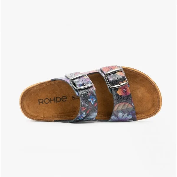 5864 Ladies Leather Mule Sandals Multi
