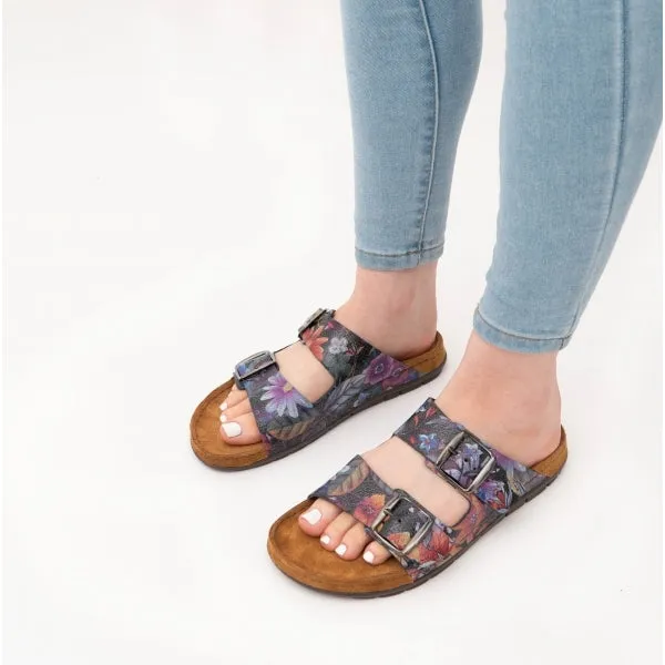 5864 Ladies Leather Mule Sandals Multi