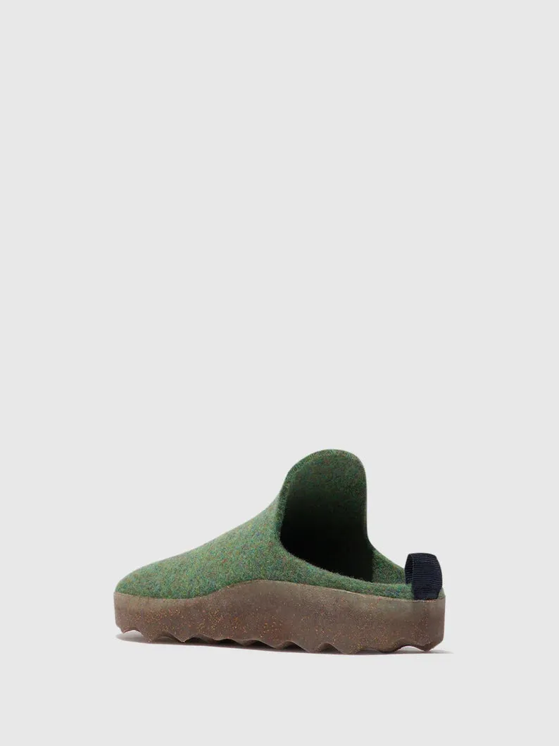 AsPortuguesas Women's Come L Slip-On Casual Mules Double Felt Moss Green