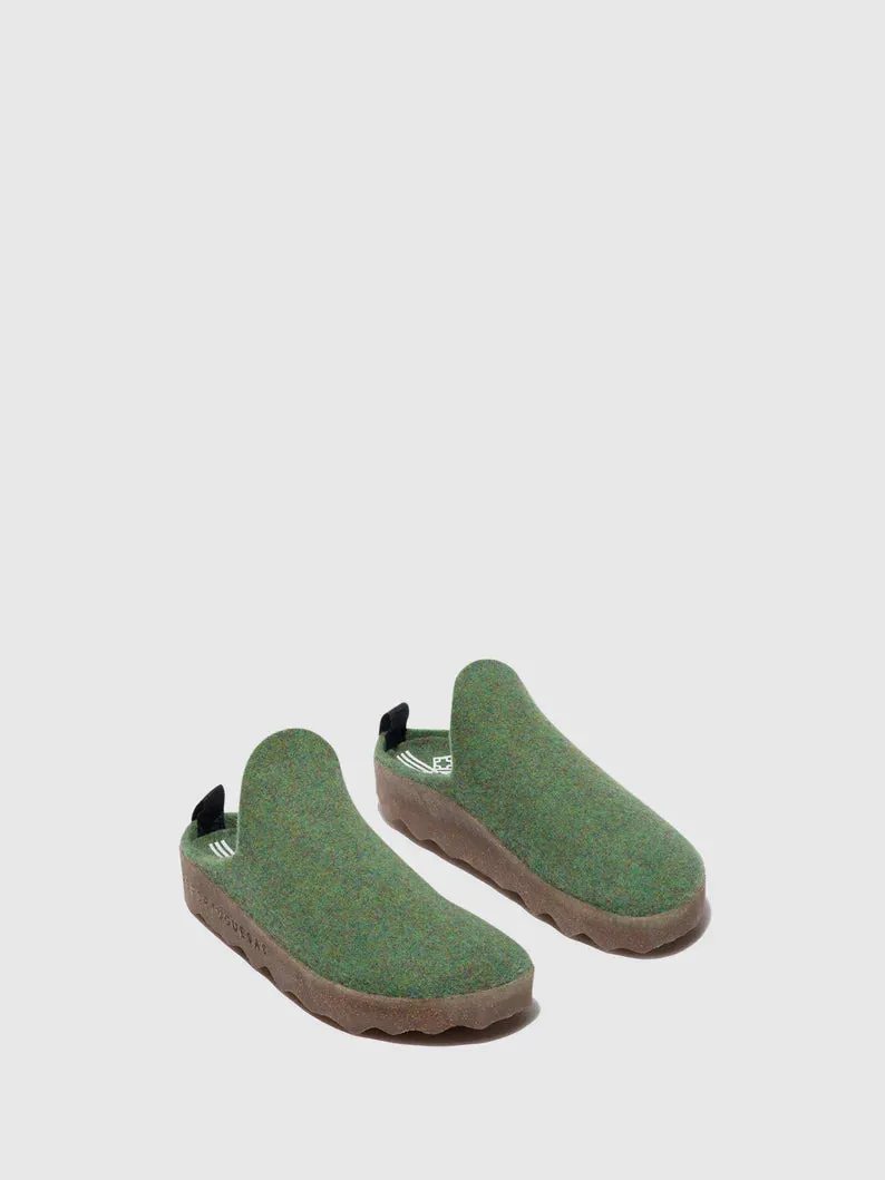 AsPortuguesas Women's Come L Slip-On Casual Mules Double Felt Moss Green