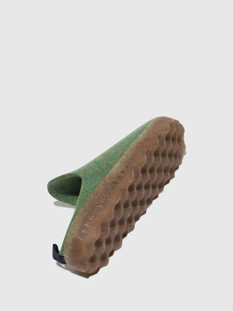 AsPortuguesas Women's Come L Slip-On Casual Mules Double Felt Moss Green