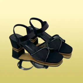 Black Mesh Heeled Sandals
