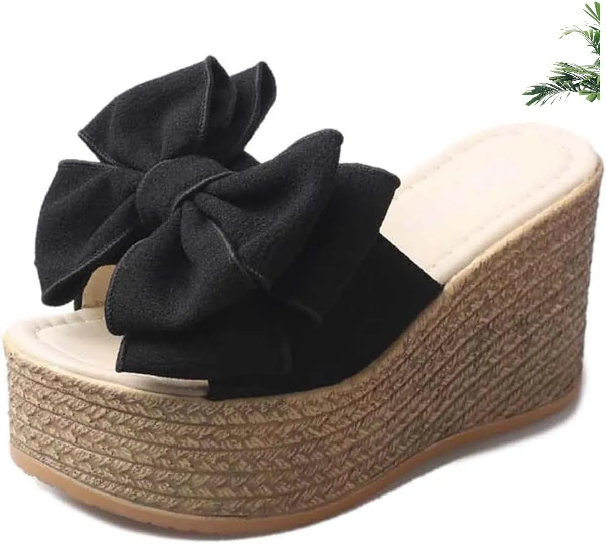 Bow Flip Flops for Women,High Heeled Bow-Knot Platform Wedge Flip-Flops Beach Sandals,Bowknot Flipflops Sandals