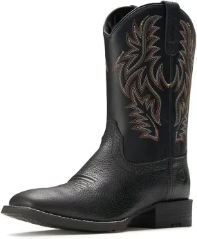 Cowboy Boots For Men - Mens Sport Wide Square Toe Western Boot,Oil/Slip Resistant,Durable Fashionable Classic Pull on 10 Inch Wellington Boots - Soft Toe