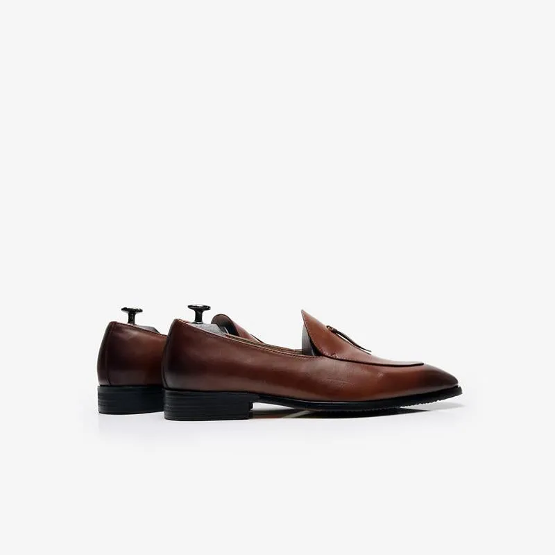 Cowhide Slip-On Loafer Shoes