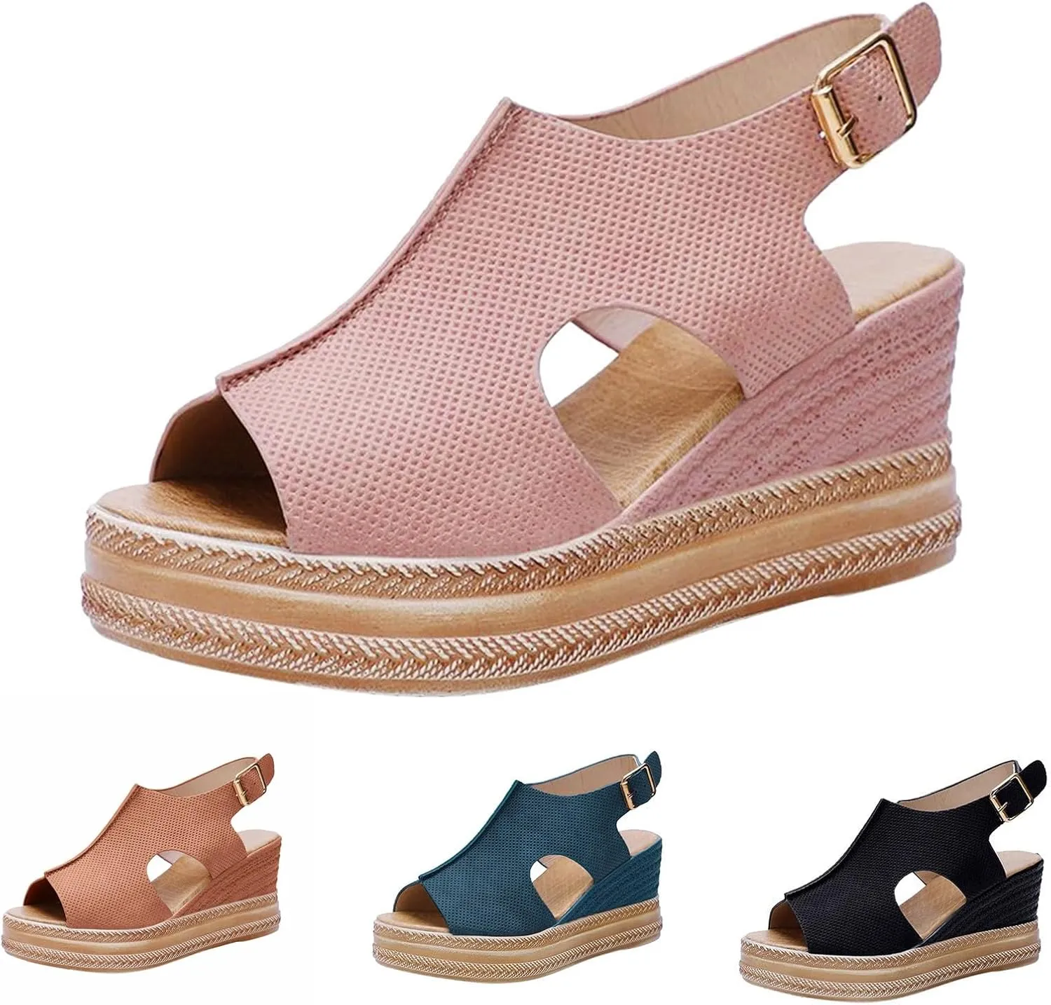 Eduavar Wedge Sandals for Women, Sandals Women Retro Roman Sandals Summer Breathable Sandals Outdoor Flip Flops