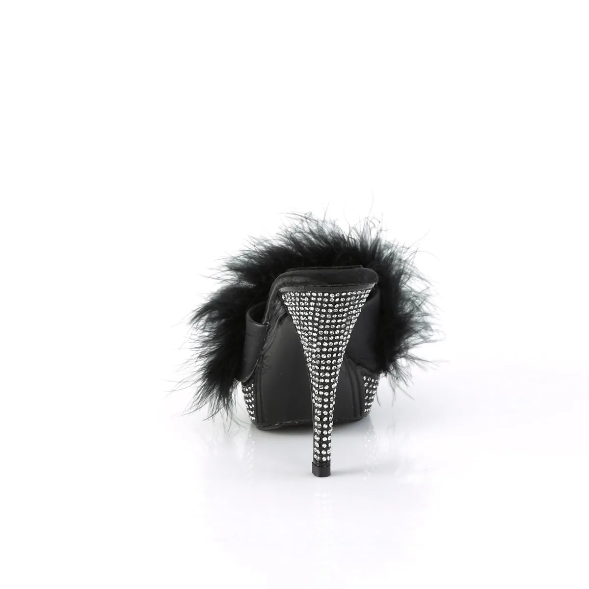 ELEGANT-401F Fabulicious 4 1/2" Elegant Black Marabou Sexy Shoes (High Heels)
