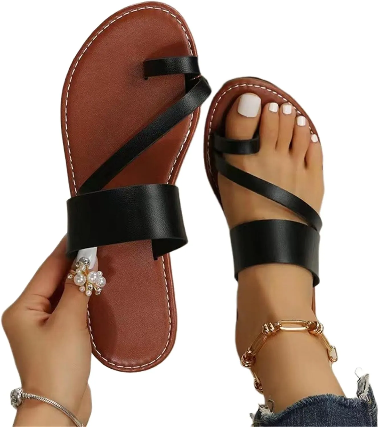Flat Sandals for Women Comfortable Clip Toe Non Slip Slippers Fashion Lightweight Summer Vacation Beach Shoes Womens Comfortable Outdoor Indoor Shoes