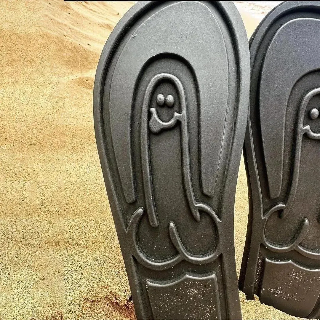 Hidden Shaped Flops, Hidden Pencil Flip Flops Funny Print Flip Flops for Women Men,Beach Comfort Quick-Dry Non Slip Sandal (Black,9-9.5 Women/7-7.5 Men)