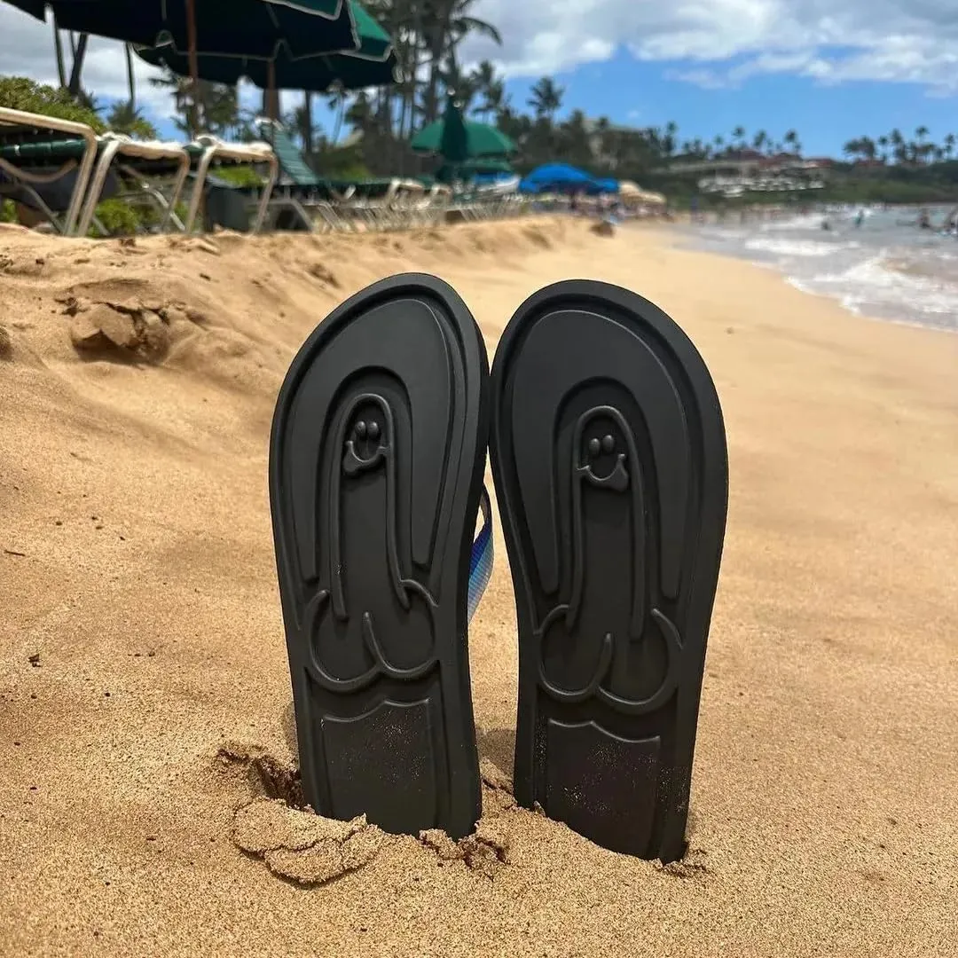 Hidden Shaped Flops, Hidden Pencil Flip Flops Funny Print Flip Flops for Women Men,Beach Comfort Quick-Dry Non Slip Sandal (Black,9-9.5 Women/7-7.5 Men)