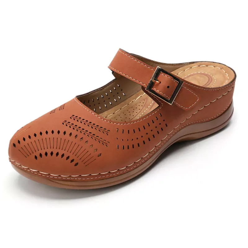 Hollow Out Breathable Slip-On Wedge Sandal