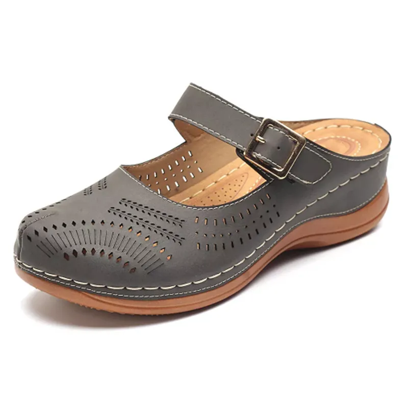 Hollow Out Breathable Slip-On Wedge Sandal