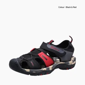 Hook & Loop, Breathable : Flat Sandals for Men