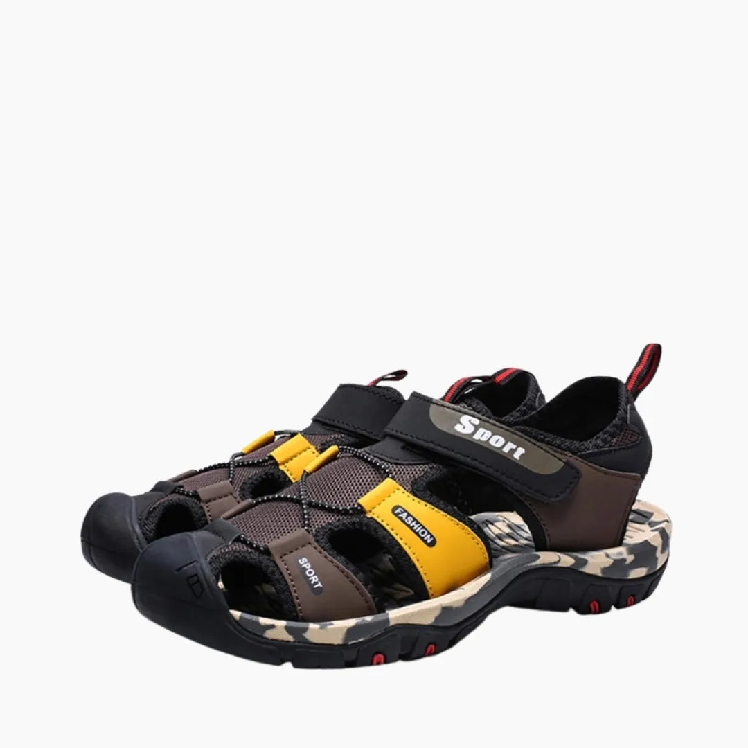 Hook & Loop, Breathable : Flat Sandals for Men