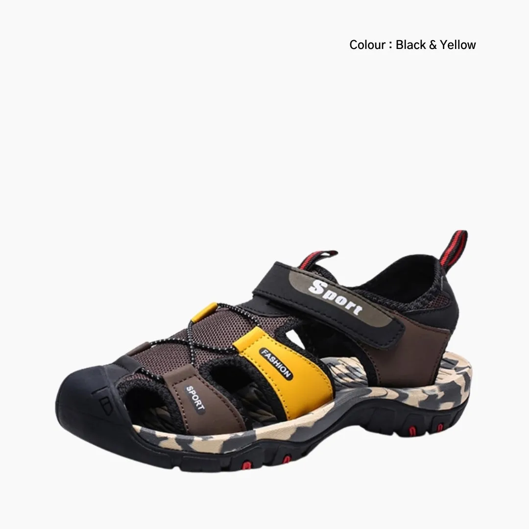 Hook & Loop, Breathable : Flat Sandals for Men