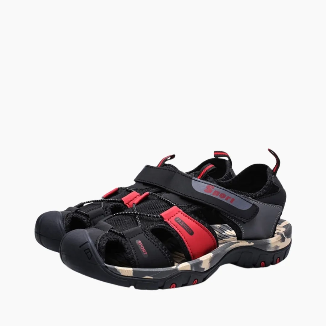 Hook & Loop, Breathable : Flat Sandals for Men