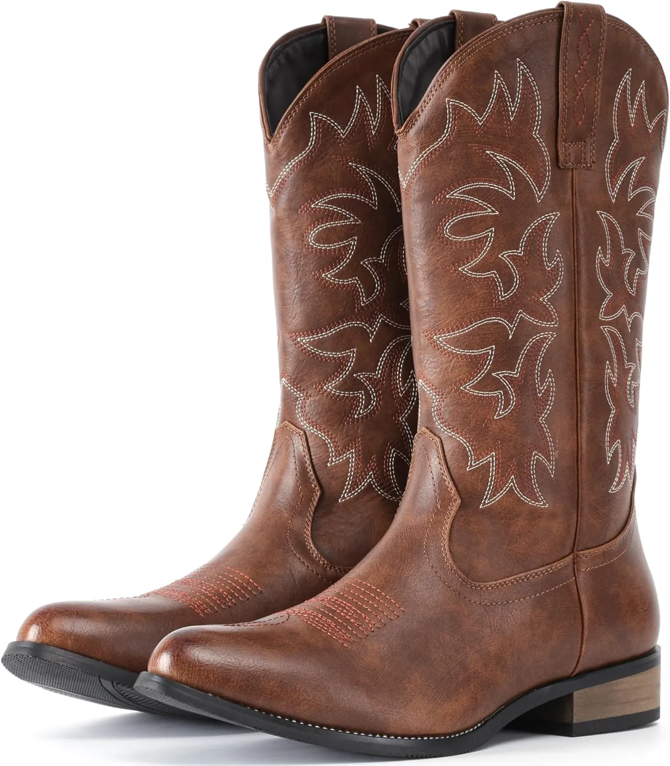 IUV Cowboy Boots For Men Western Boot Durable Classic Embroidered Snip Toe Boots