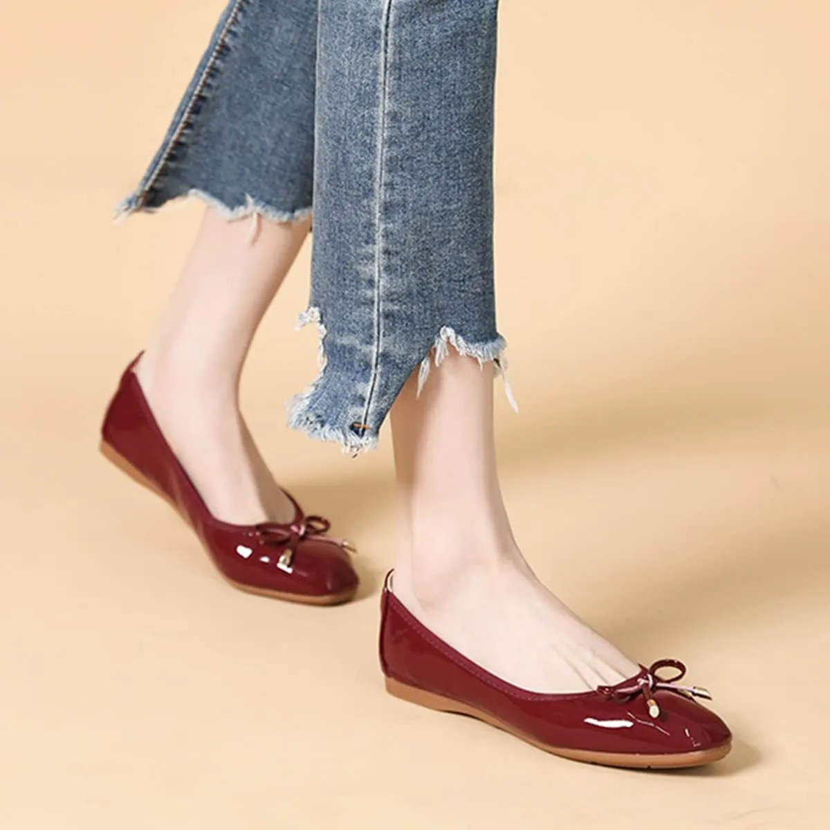JOEupin Women's Slip-on Ballet Comfortable Flats Dress Round Toe Foldable Soft Casual Work Flat Shoes