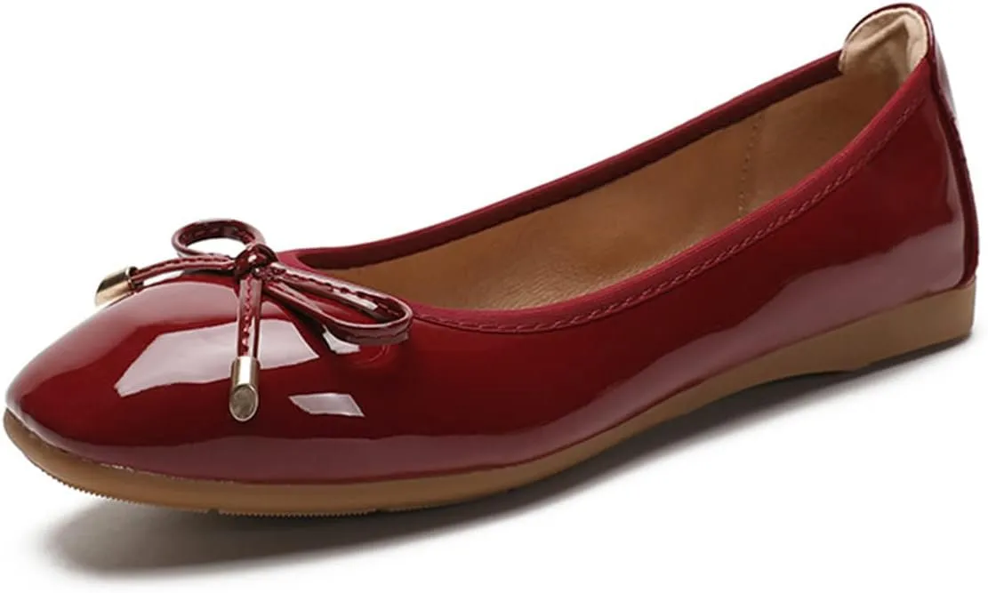 JOEupin Women's Slip-on Ballet Comfortable Flats Dress Round Toe Foldable Soft Casual Work Flat Shoes