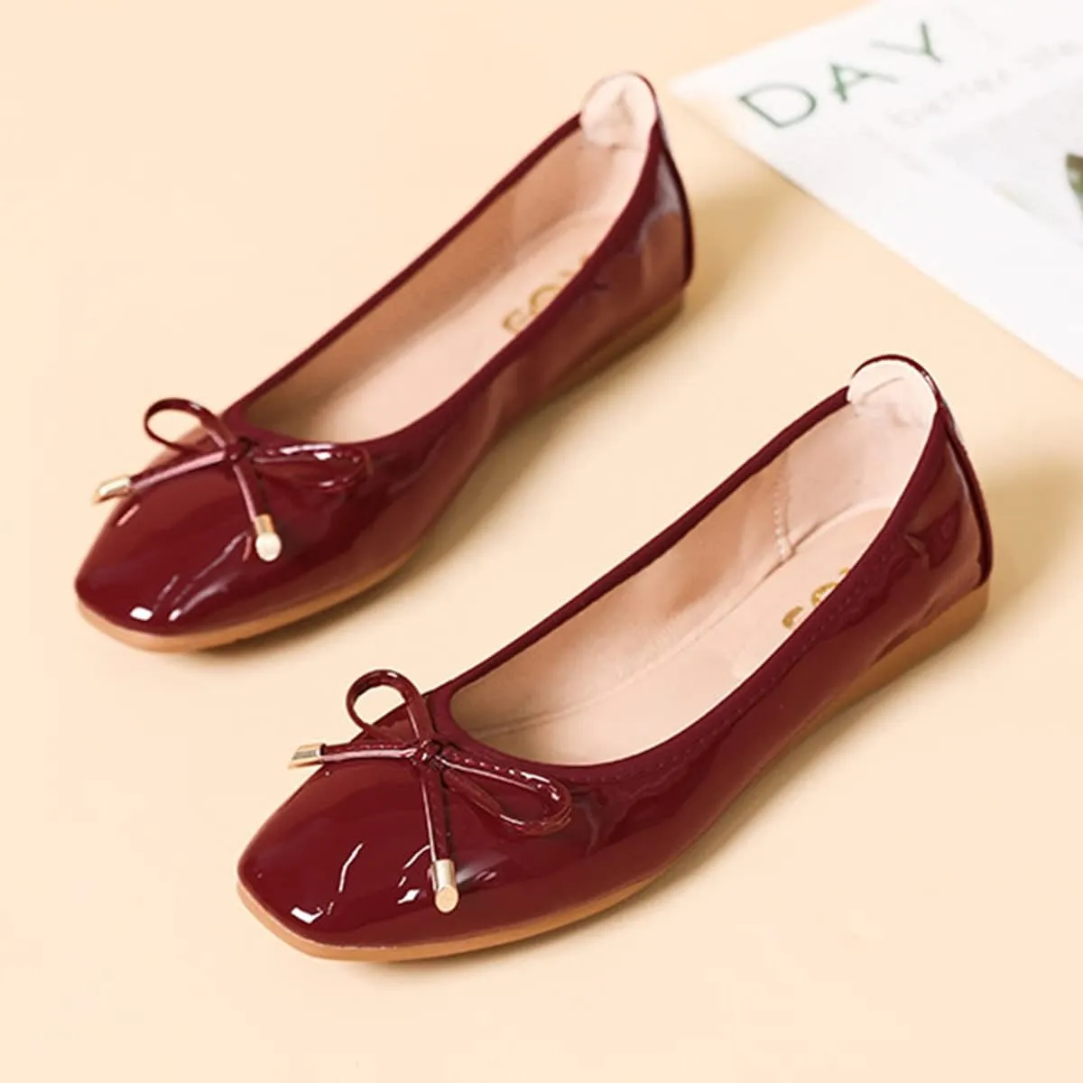 JOEupin Women's Slip-on Ballet Comfortable Flats Dress Round Toe Foldable Soft Casual Work Flat Shoes
