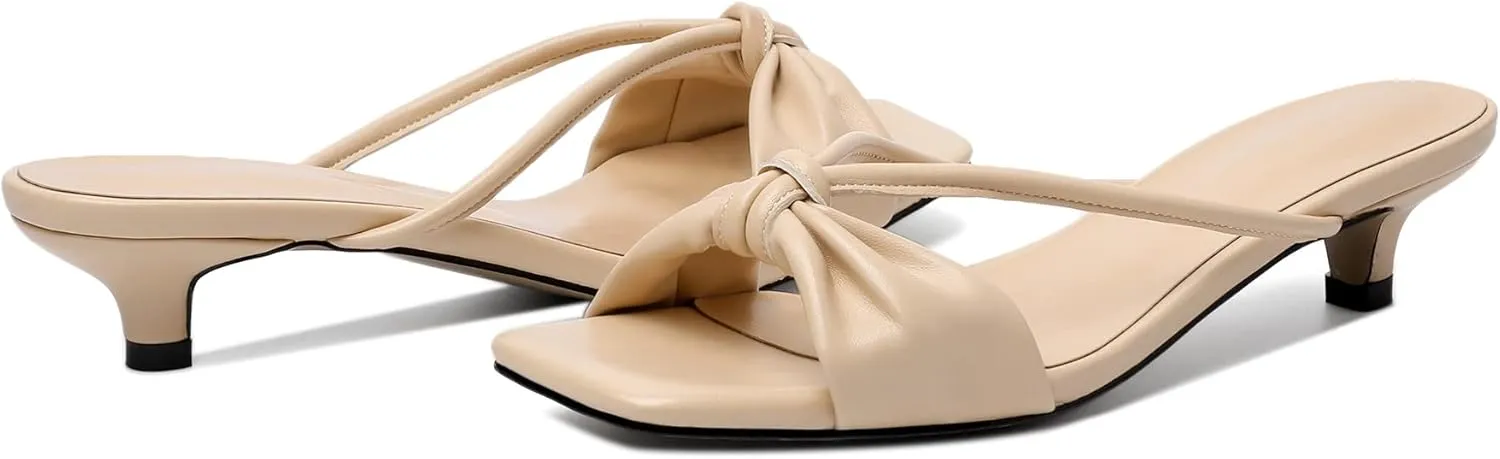 Joseywade Mules Heels for Women Low Kitten Heels Sandals Square Open Toe 1.4 Inches Fashion Summer Pumps Shoes Dress Party Event Prom Casual