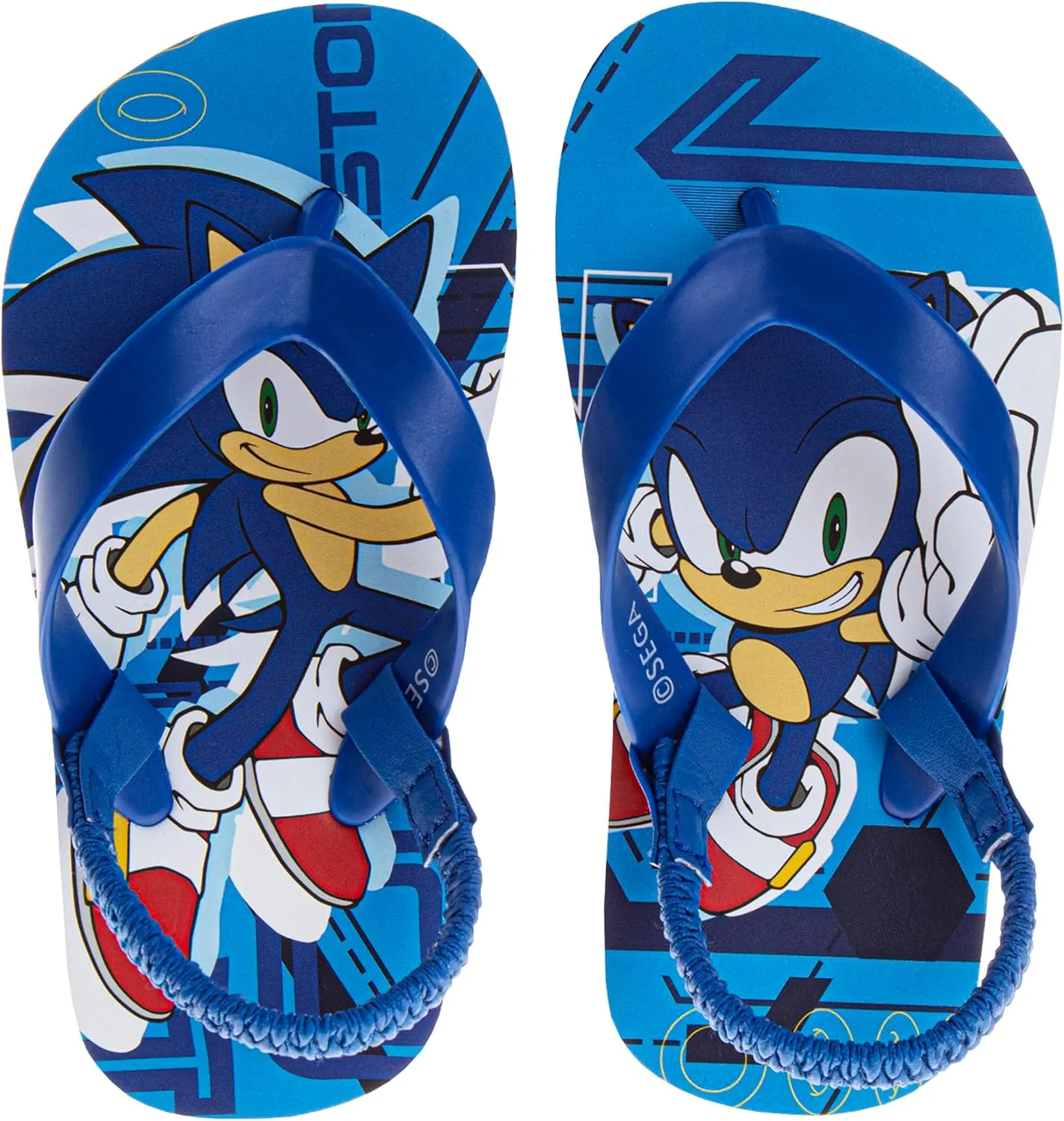 Josmo Sonic the Hedgehog Flip Flop Sandal Water Shoes - Beach Slides SlipOn Quick Dry Thong FlipFlops Sandals for Boys (5-10 Toddlers 11-12 Little Kids)