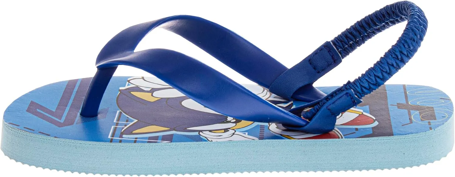 Josmo Sonic the Hedgehog Flip Flop Sandal Water Shoes - Beach Slides SlipOn Quick Dry Thong FlipFlops Sandals for Boys (5-10 Toddlers 11-12 Little Kids)