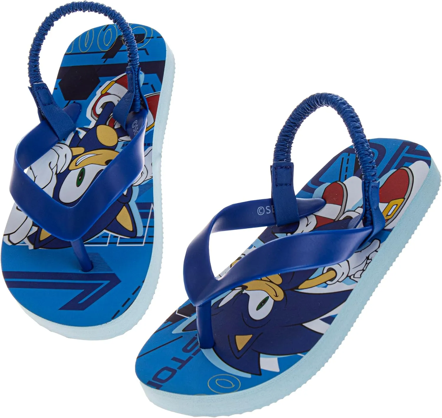 Josmo Sonic the Hedgehog Flip Flop Sandal Water Shoes - Beach Slides SlipOn Quick Dry Thong FlipFlops Sandals for Boys (5-10 Toddlers 11-12 Little Kids)