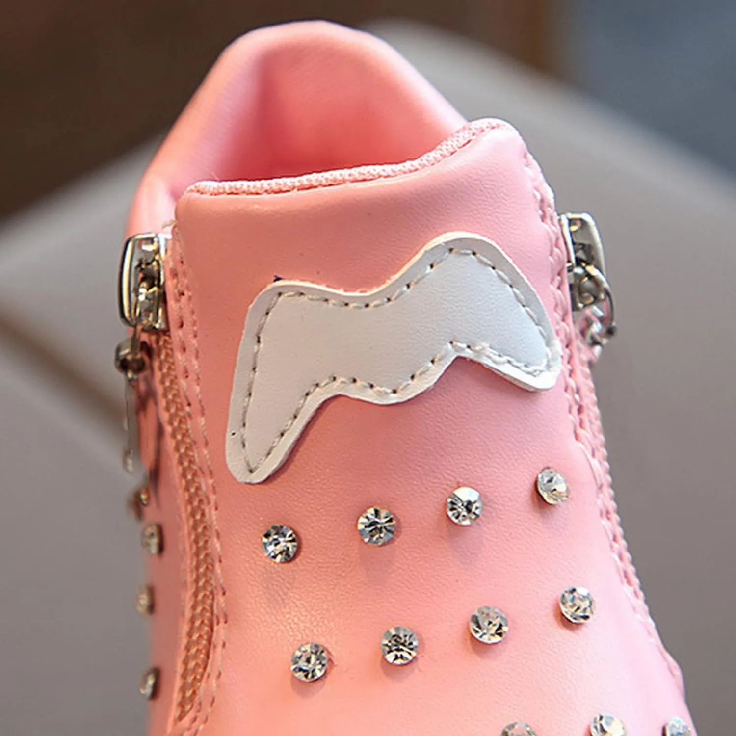 Kids Girls High Top Boots Toddler 𝗗iamond 𝐄mbellished Anti-Slip Sole Shoes Toddler Zipper Light Up Snow 12 Size Boots
