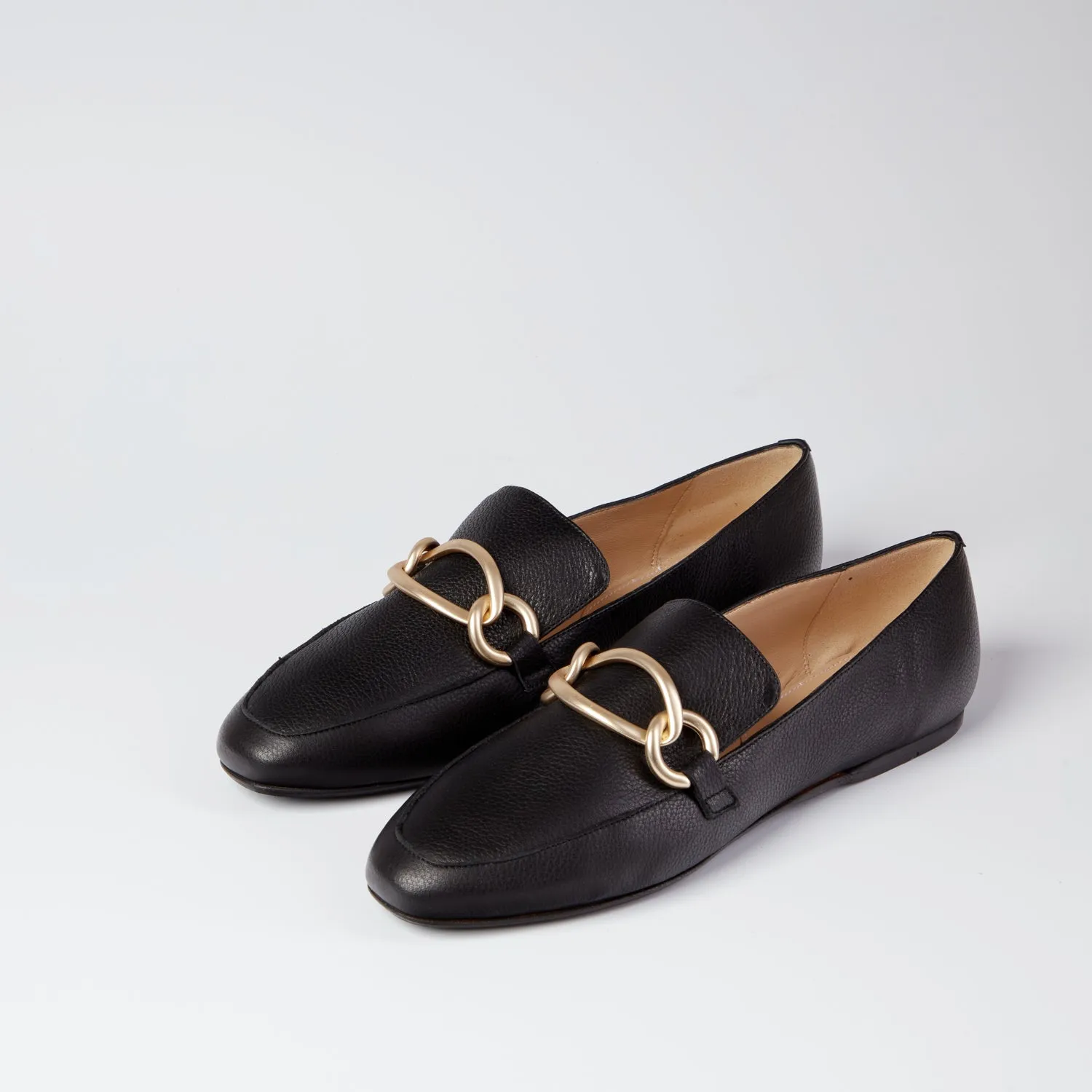 Lily black leather loafers