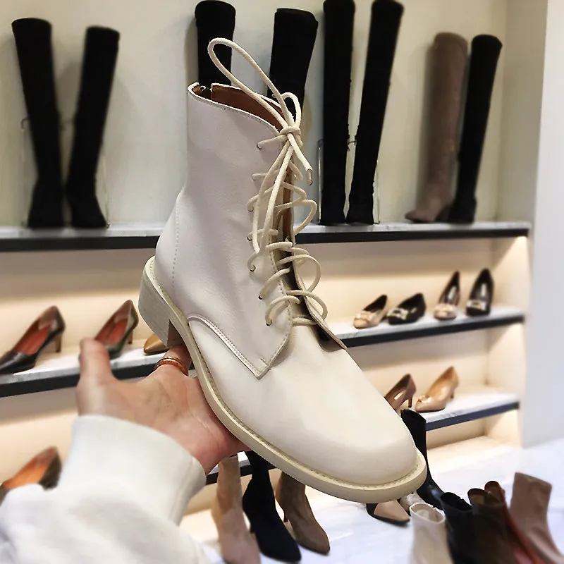 LUXE SEVEN DESIGN WIDE FIT LACE UP BOOTS