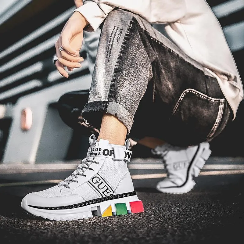 Men's Microfiber Casual High Top Sneakers