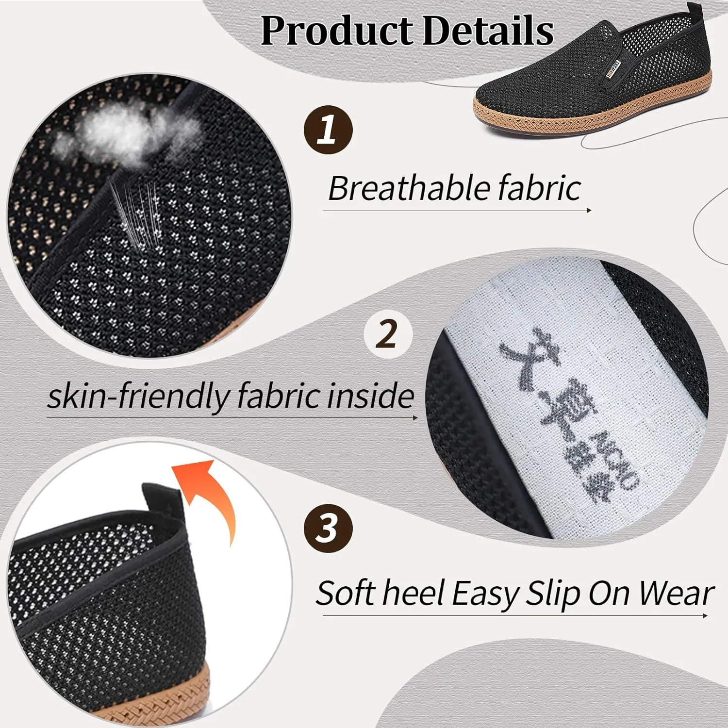 Mens Slip on Canvas Loafers Casual Shoes Sneakers Comfy Walking Slipers Shoes Pain Relief for Men Black Fashion Breathable Loafers