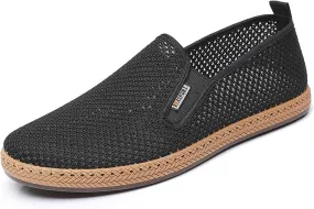 Mens Slip on Canvas Loafers Casual Shoes Sneakers Comfy Walking Slipers Shoes Pain Relief for Men Black Fashion Breathable Loafers