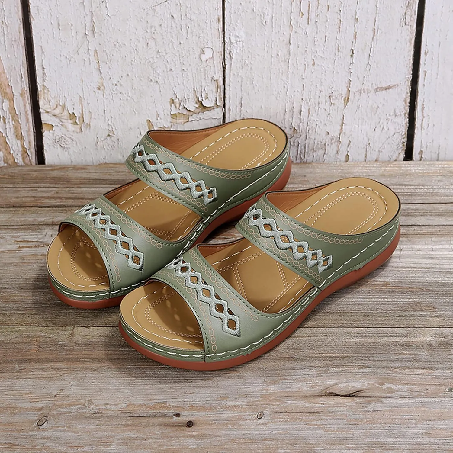 Orthopedic Sandals 2025 Summer Dressy Leather Wedge Comfortable Platform Arch Support Slip Sandals for Women 2025 Dressy Comfortable Wide Width Platform