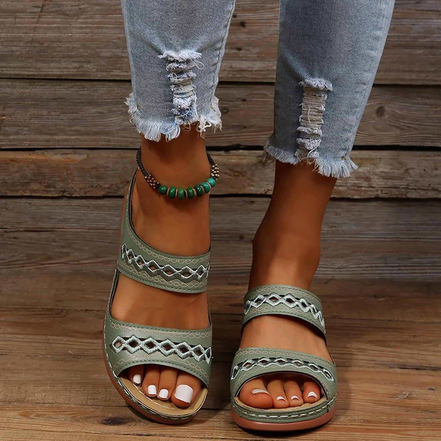 Orthopedic Sandals 2025 Summer Dressy Leather Wedge Comfortable Platform Arch Support Slip Sandals for Women 2025 Dressy Comfortable Wide Width Platform