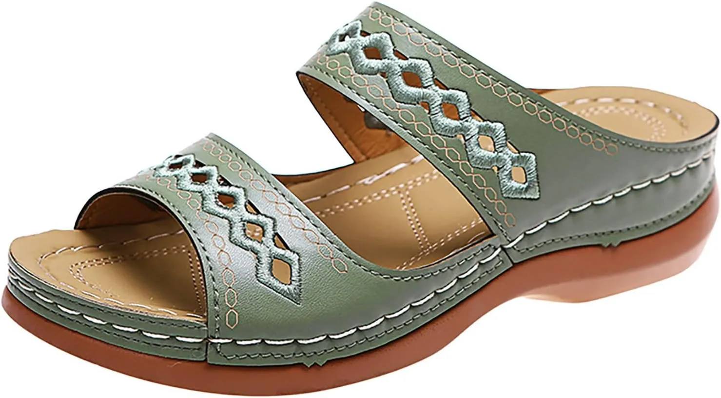 Orthopedic Sandals 2025 Summer Dressy Leather Wedge Comfortable Platform Arch Support Slip Sandals for Women 2025 Dressy Comfortable Wide Width Platform