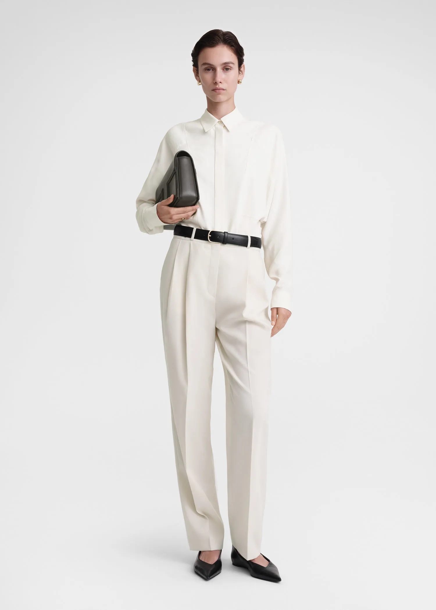Paneled silk shirt snow