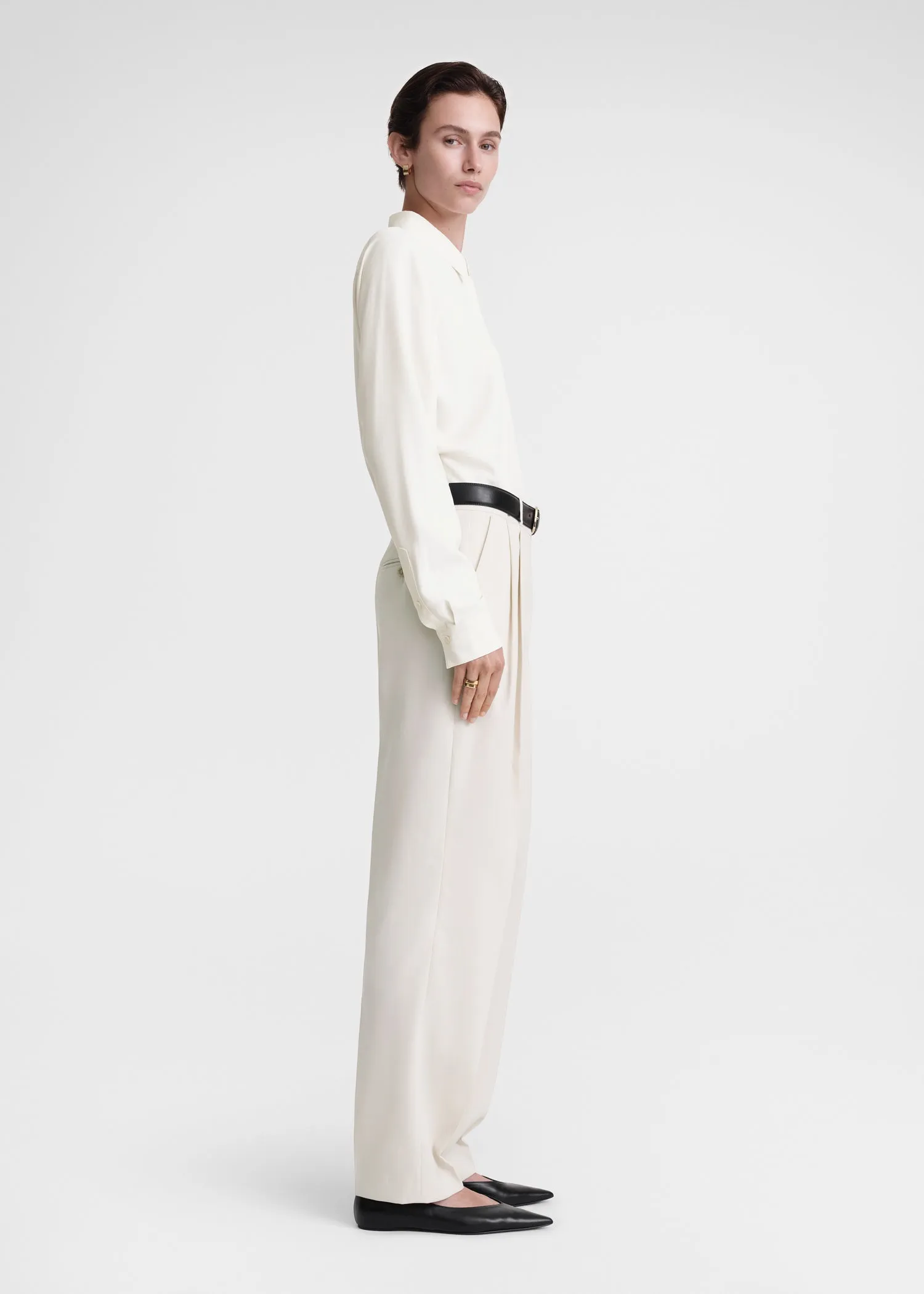 Paneled silk shirt snow