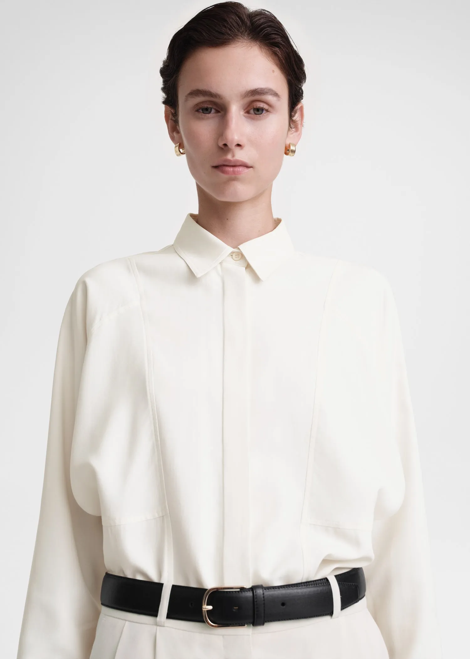 Paneled silk shirt snow