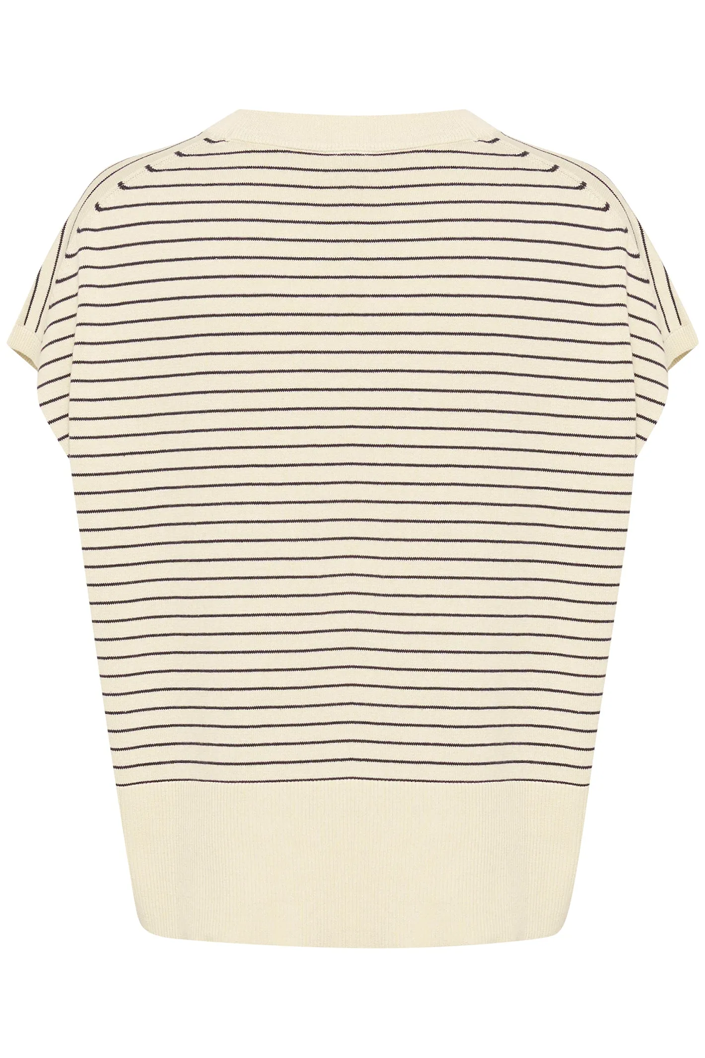 Part Two 30309534 NatayaPW Cap Sleeve Fine Knit T-Shirt Whitecap Gray Strip
