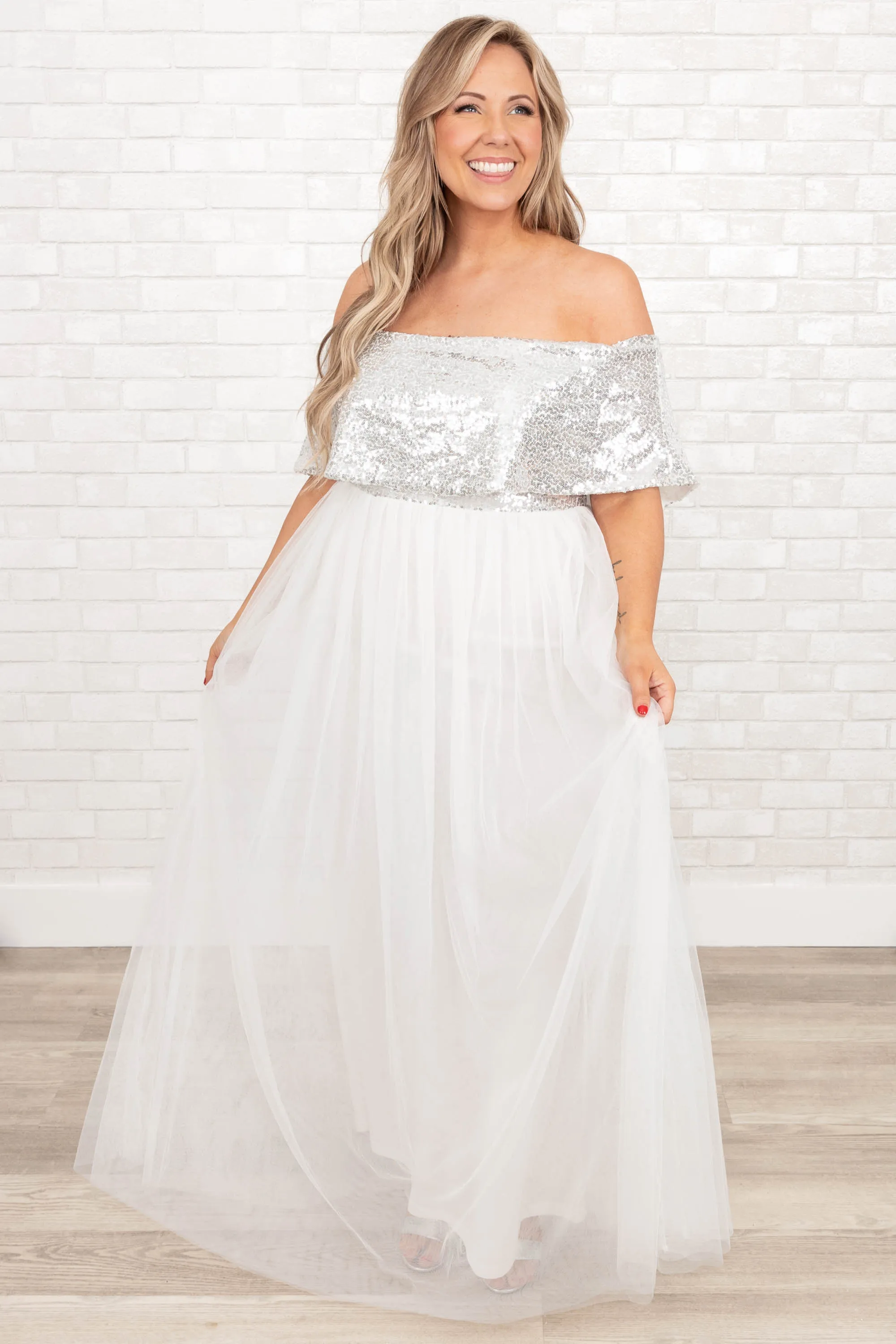 Posh Outlook Maxi Dress, Silver