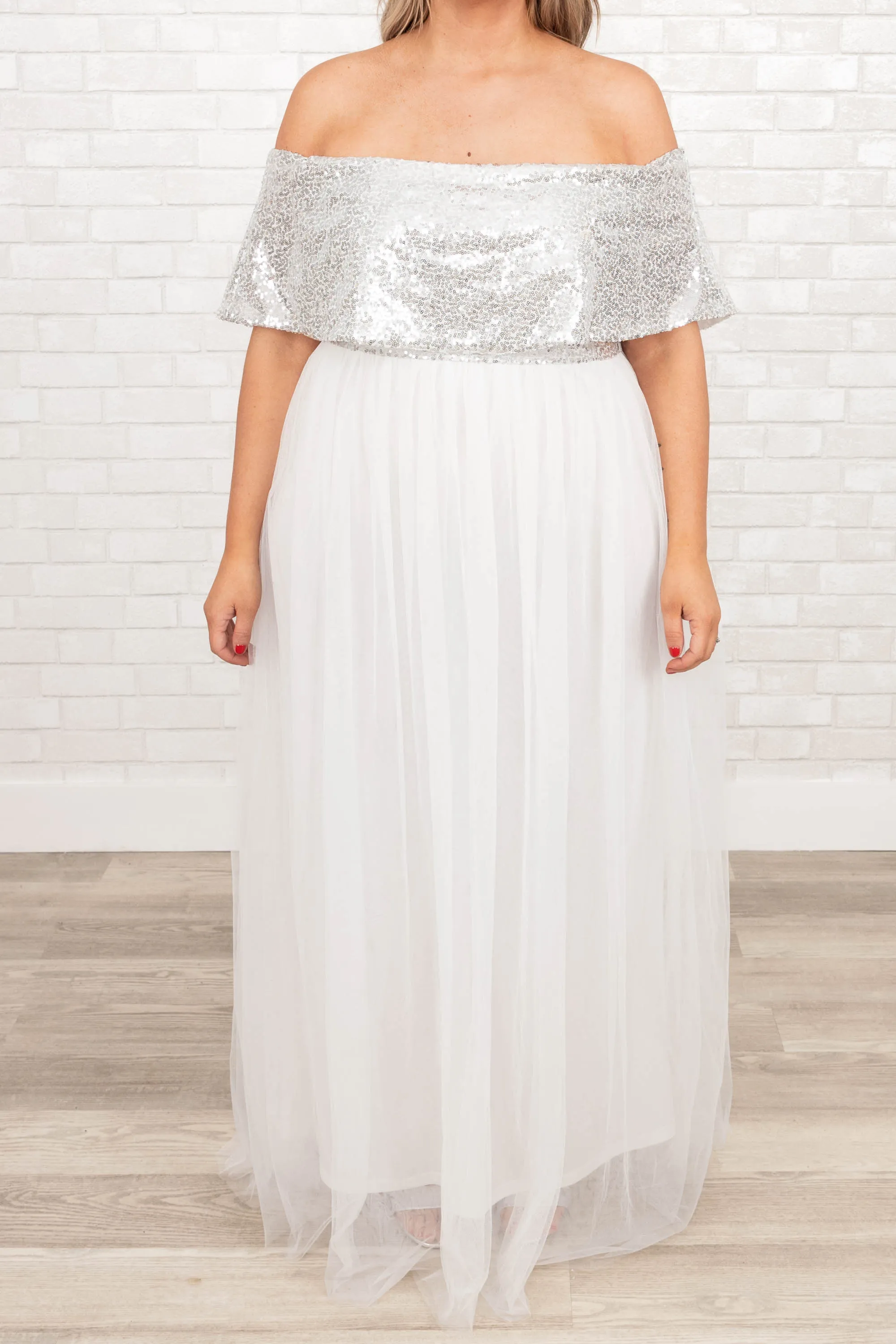 Posh Outlook Maxi Dress, Silver