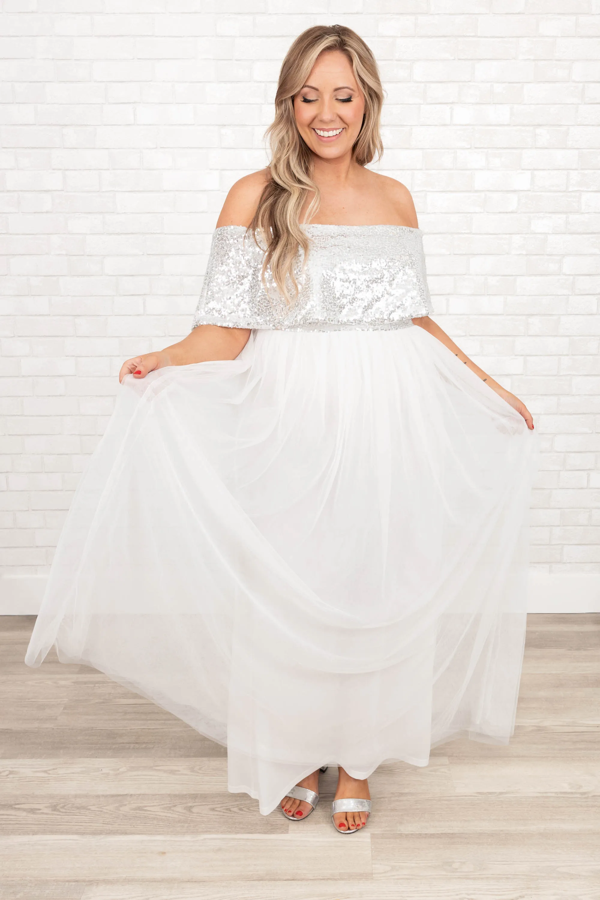 Posh Outlook Maxi Dress, Silver