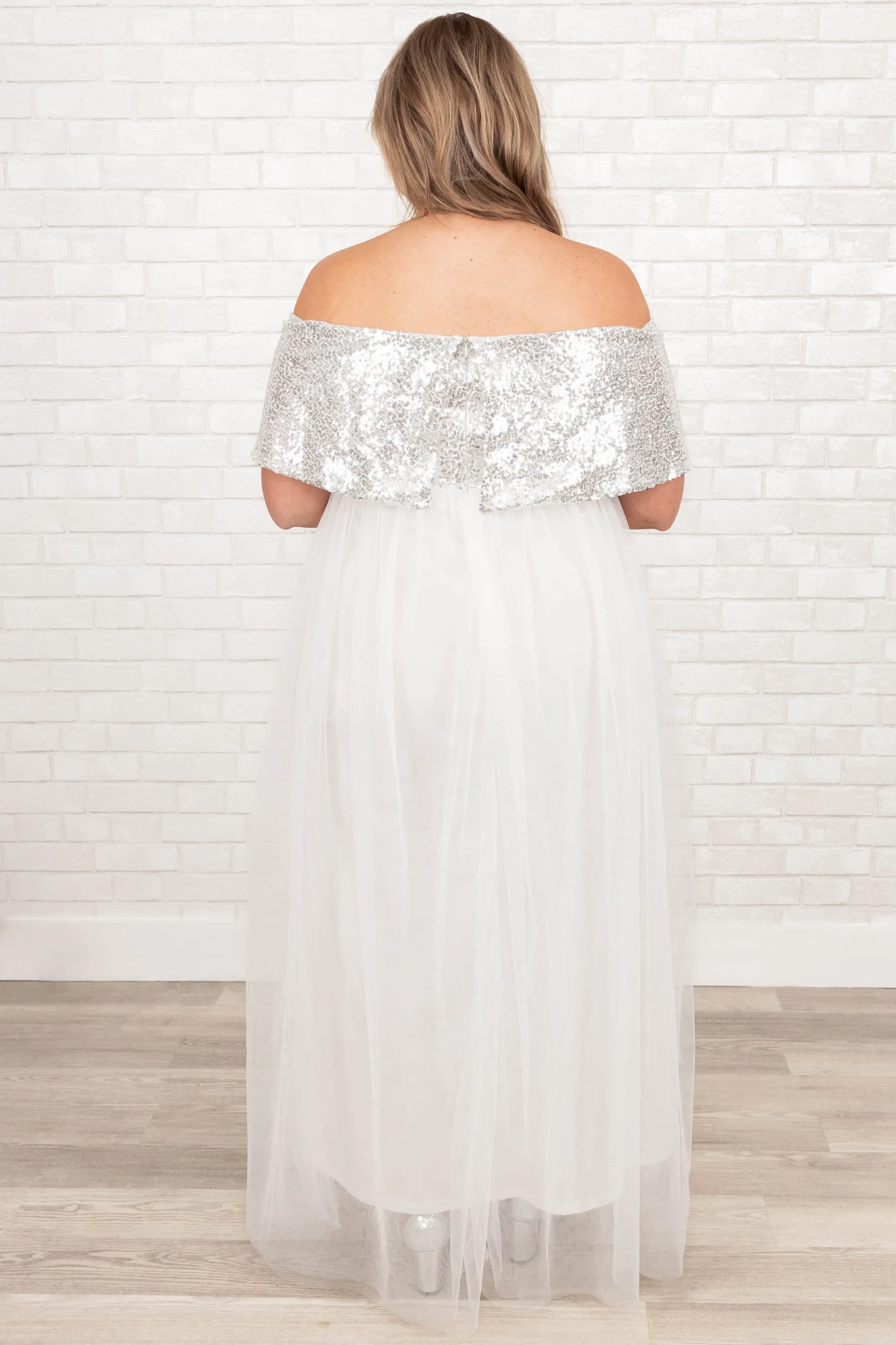 Posh Outlook Maxi Dress, Silver