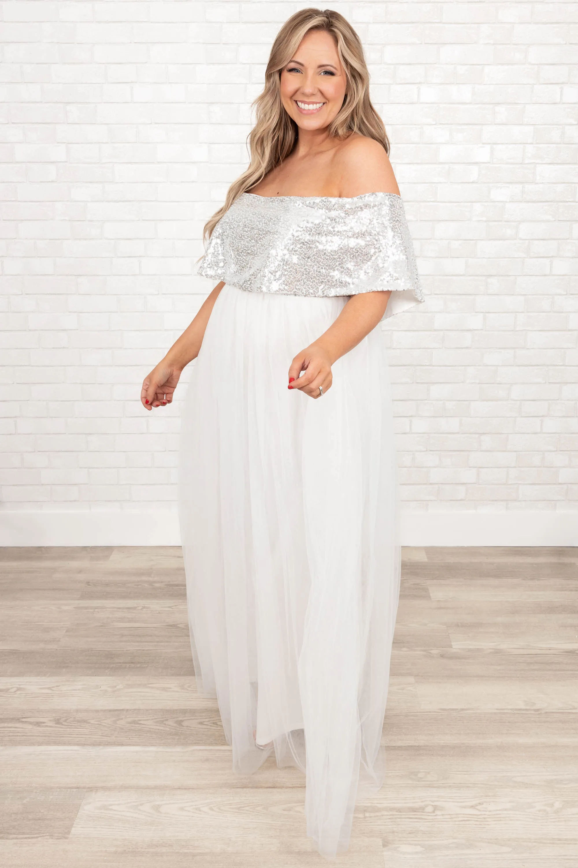 Posh Outlook Maxi Dress, Silver