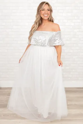 Posh Outlook Maxi Dress, Silver