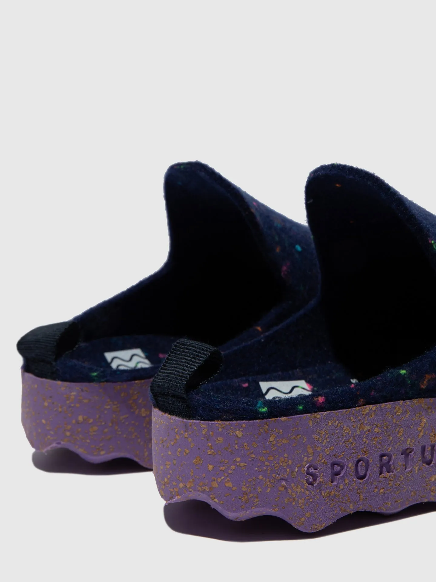 Round Toe Mules COME Navy